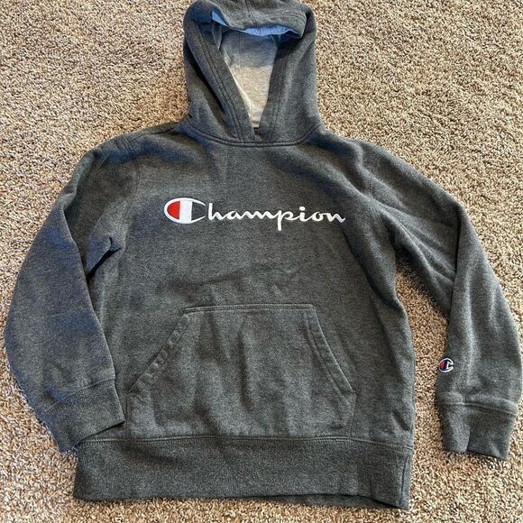 Champion Boys Hoodie Small Gray Spellout Logo Pullover Casual - Picture 2 of 7